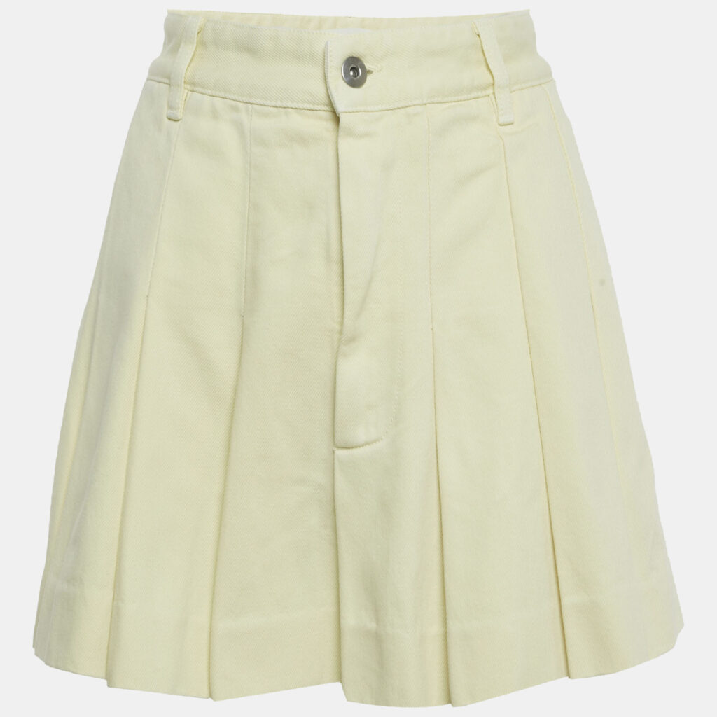 Bottega Veneta Cream Denim Pleated Mini Skirt S Bottega Veneta Cream Denim Pleated Mini Skirt S