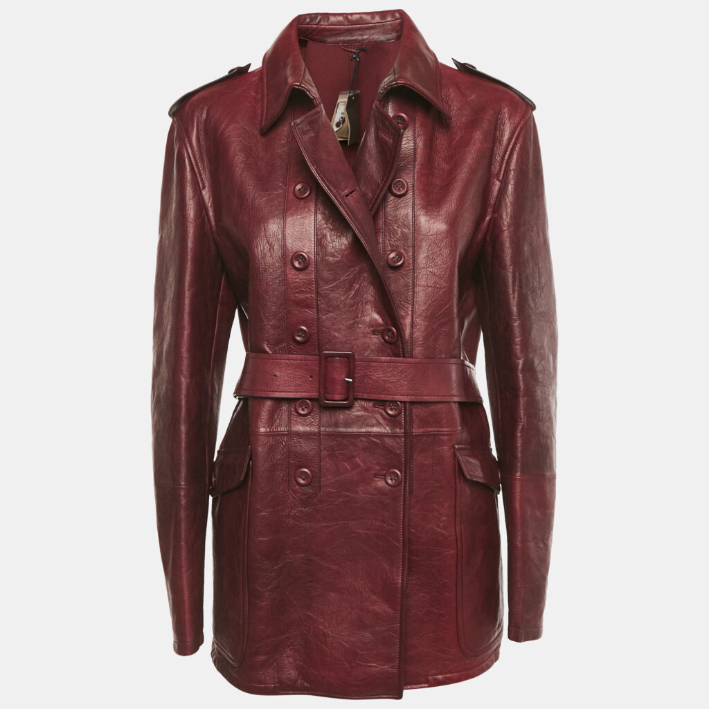 Bottega Veneta Red Double Breasted Leather Jacket L