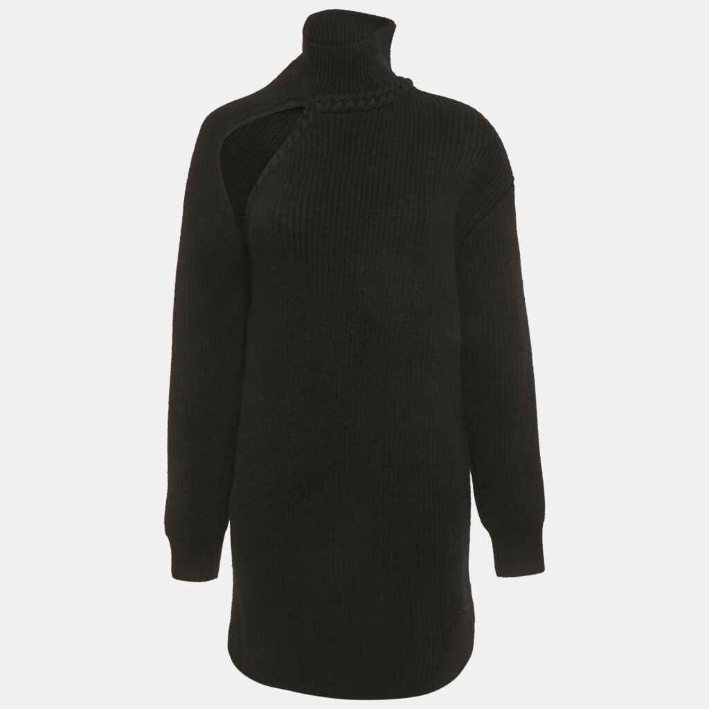 Bottega Veneta Black Rib Knit Cut-Out Mini Dress S Bottega Veneta Black Rib Knit Cut-Out Mini Dress S