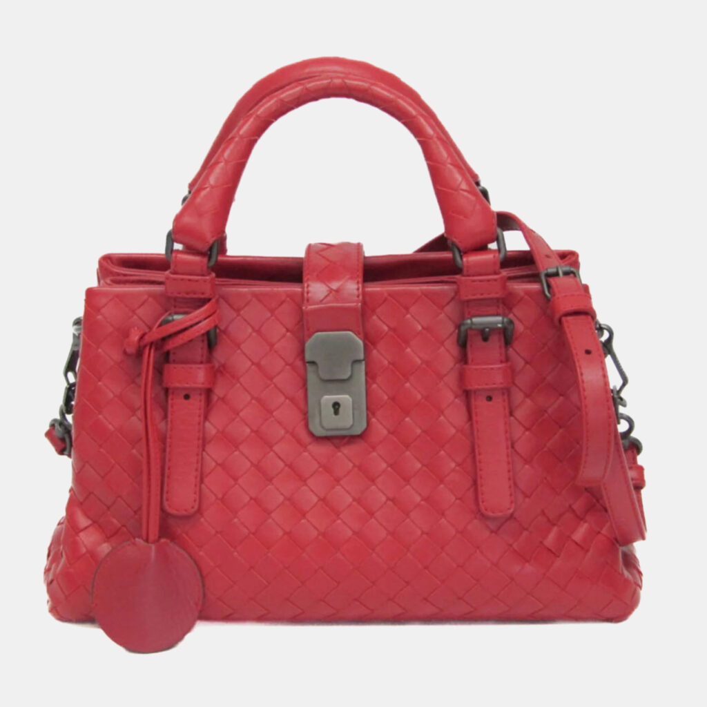 Bottega Veneta Red Intrecciato Leather Baby Roma Shoulder Bag Bottega Veneta Red Intrecciato Leather Baby Roma Shoulder Bag