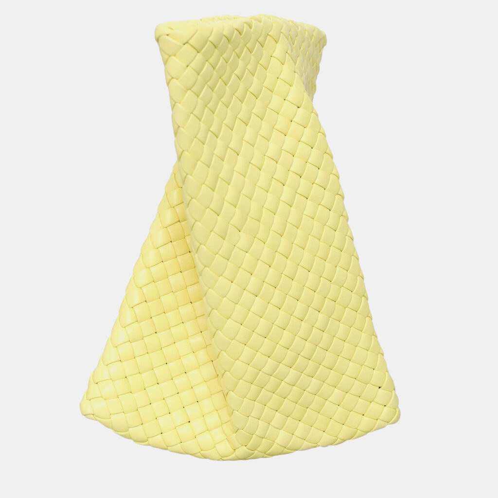 Bottega Veneta Yellow Leather Intrecciato Criss Cross Clutch