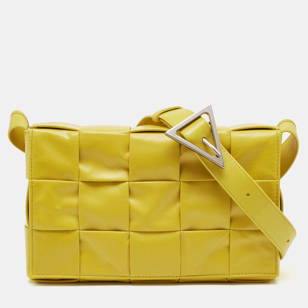 Bottega Veneta Yellow Leather Cassette Shoulder Bag Bottega Veneta Yellow Leather Cassette Shoulder Bag