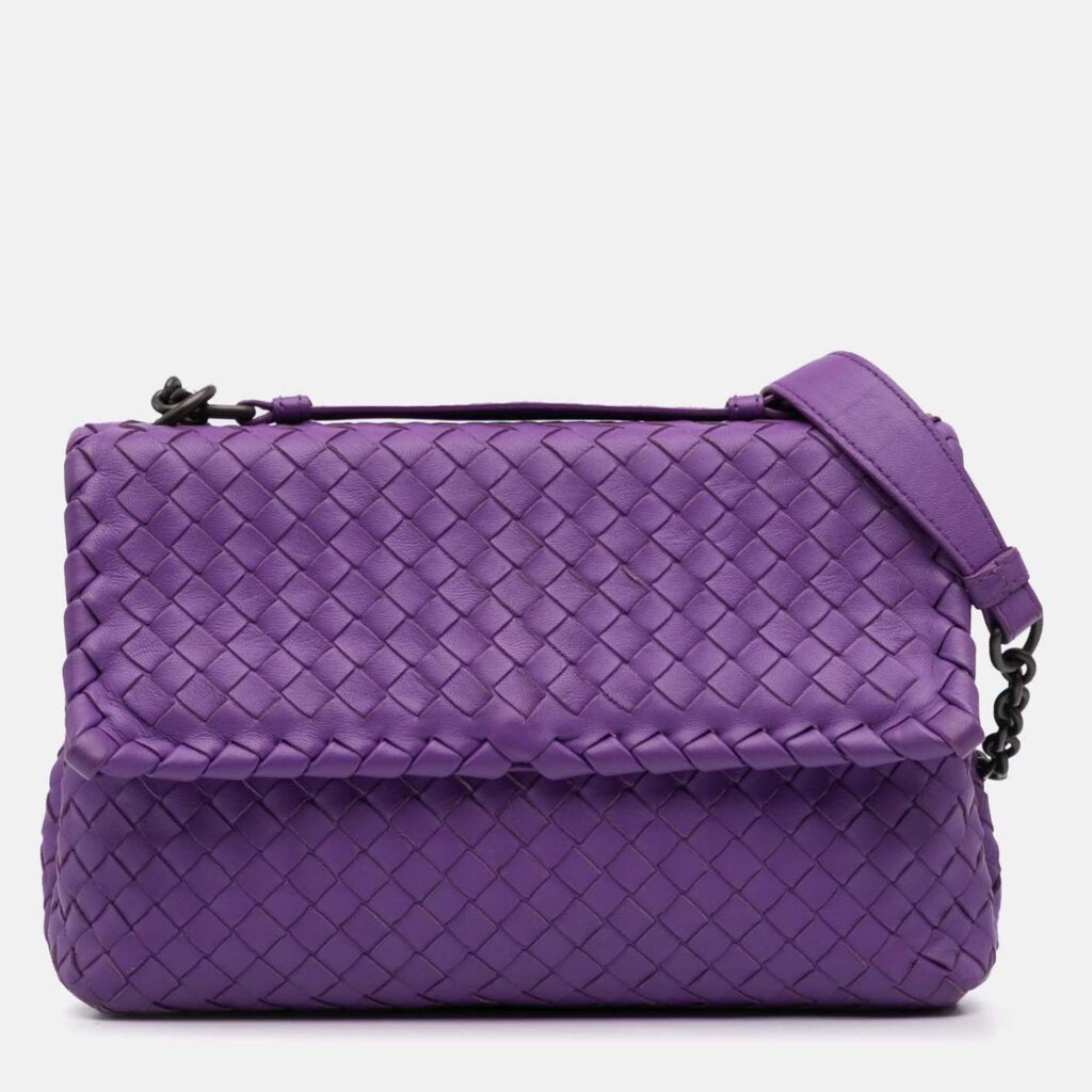 Bottega Veneta Purple Small Nappa Intrecciato Olimpia Shoulder Bag Bottega Veneta Purple Small Nappa Intrecciato Olimpia Shoulder Bag