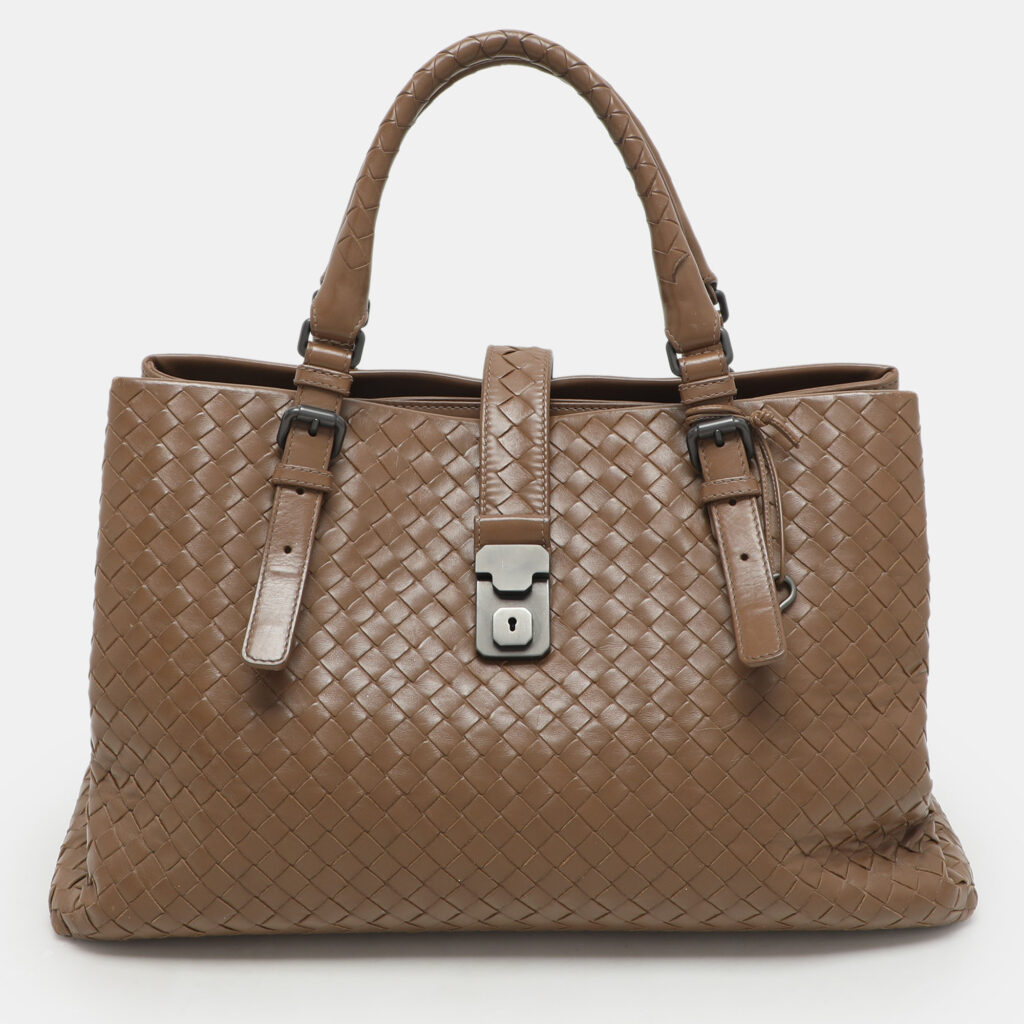 Bottega Veneta Beige Intrecciato Leather Medium Roma Tote Bottega Veneta Beige Intrecciato Leather Medium Roma Tote