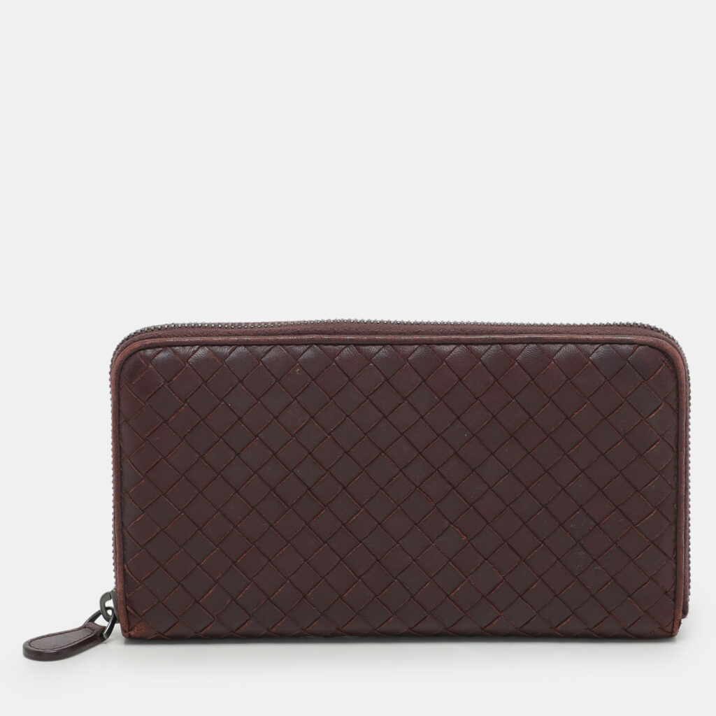 Bottega Veneta Burgundy Intrecciato Leather Zip Around Continental Wallet Bottega Veneta Burgundy Intrecciato Leather Zip Around Continental Wallet