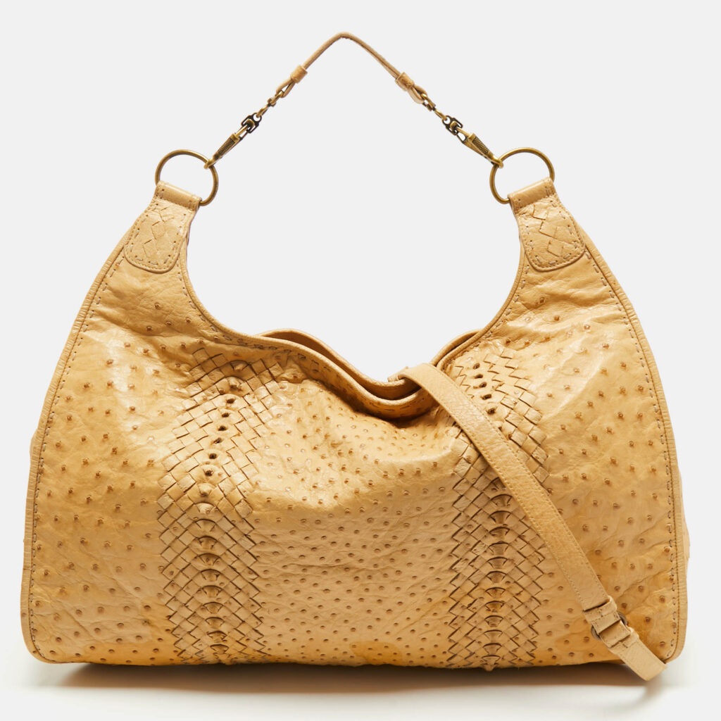 Bottega Veneta Tan Ostrich Oversized Hobo Bottega Veneta Tan Ostrich Oversized Hobo
