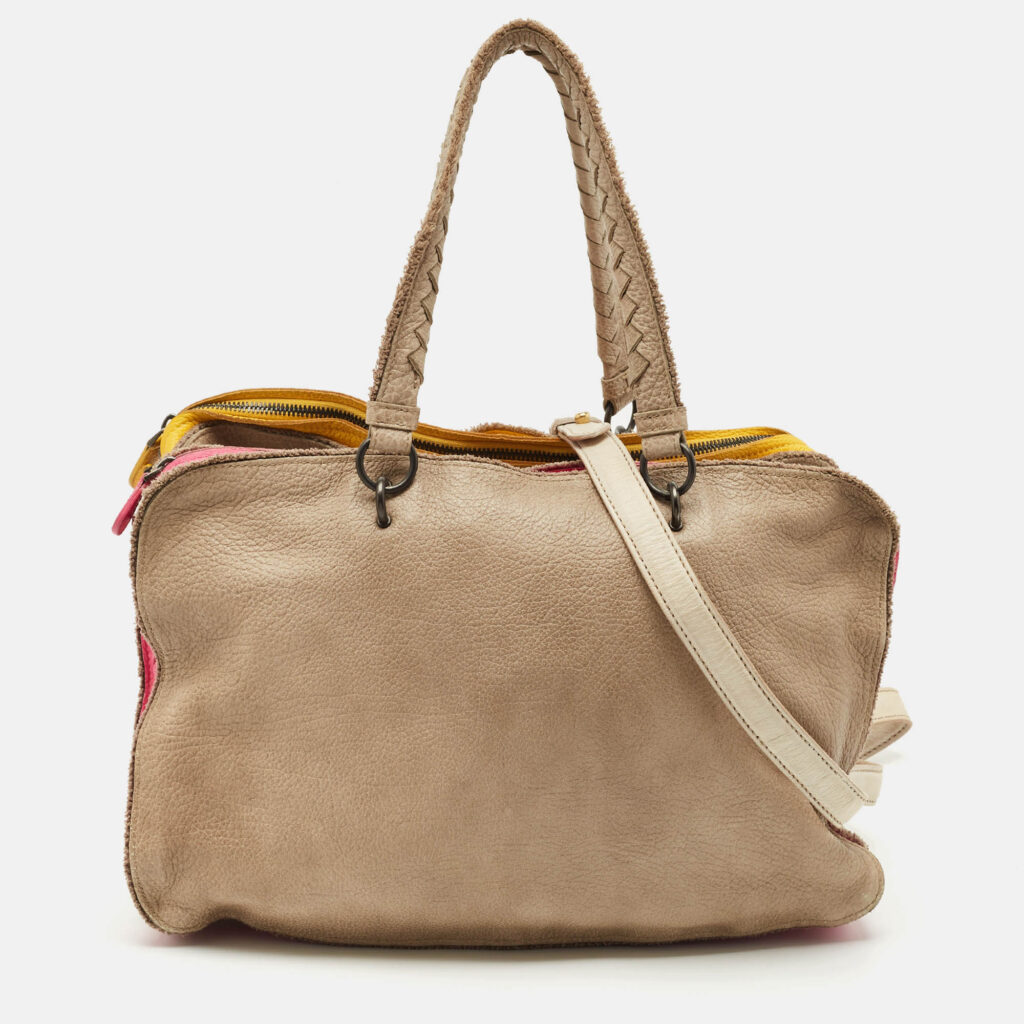 Bottega Veneta Multicolor Pebbled Leather Double Zip Satchel Bottega Veneta Multicolor Pebbled Leather Double Zip Satchel
