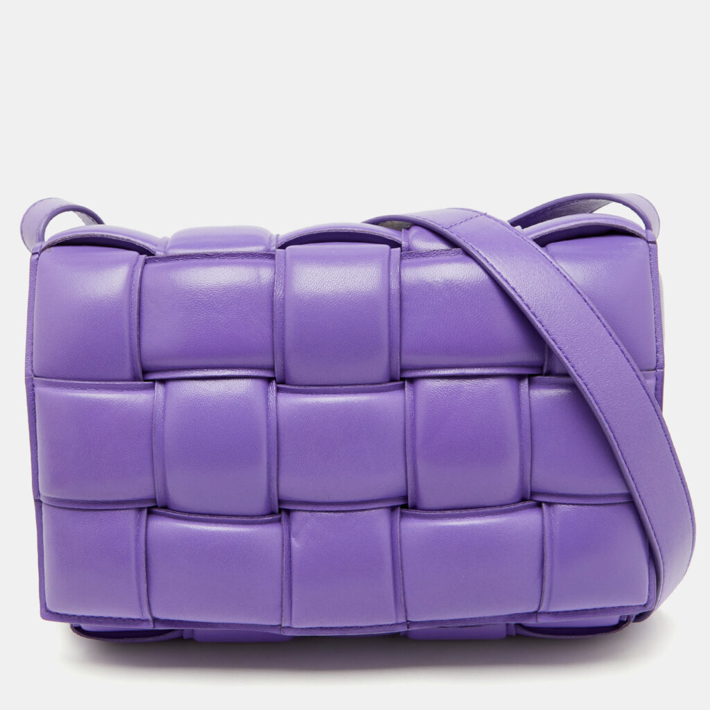 Bottega Veneta Purple Leather Padded Intreccio Cassette Shoulder Bag Bottega Veneta Purple Leather Padded Intreccio Cassette Shoulder Bag