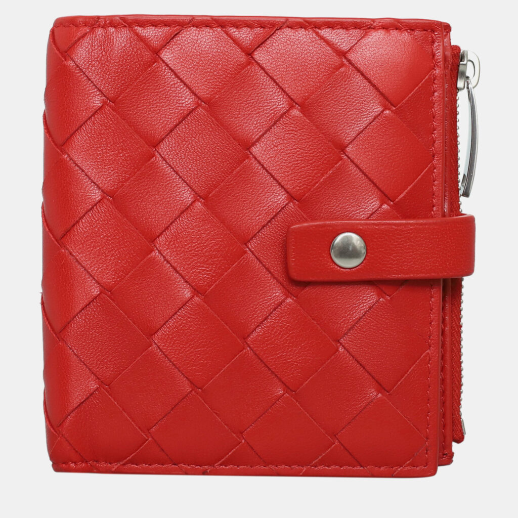 Bottega Veneta Red Mini Intrecciato Bi-Fold Wallet Bottega Veneta Red Mini Intrecciato Bi-Fold Wallet