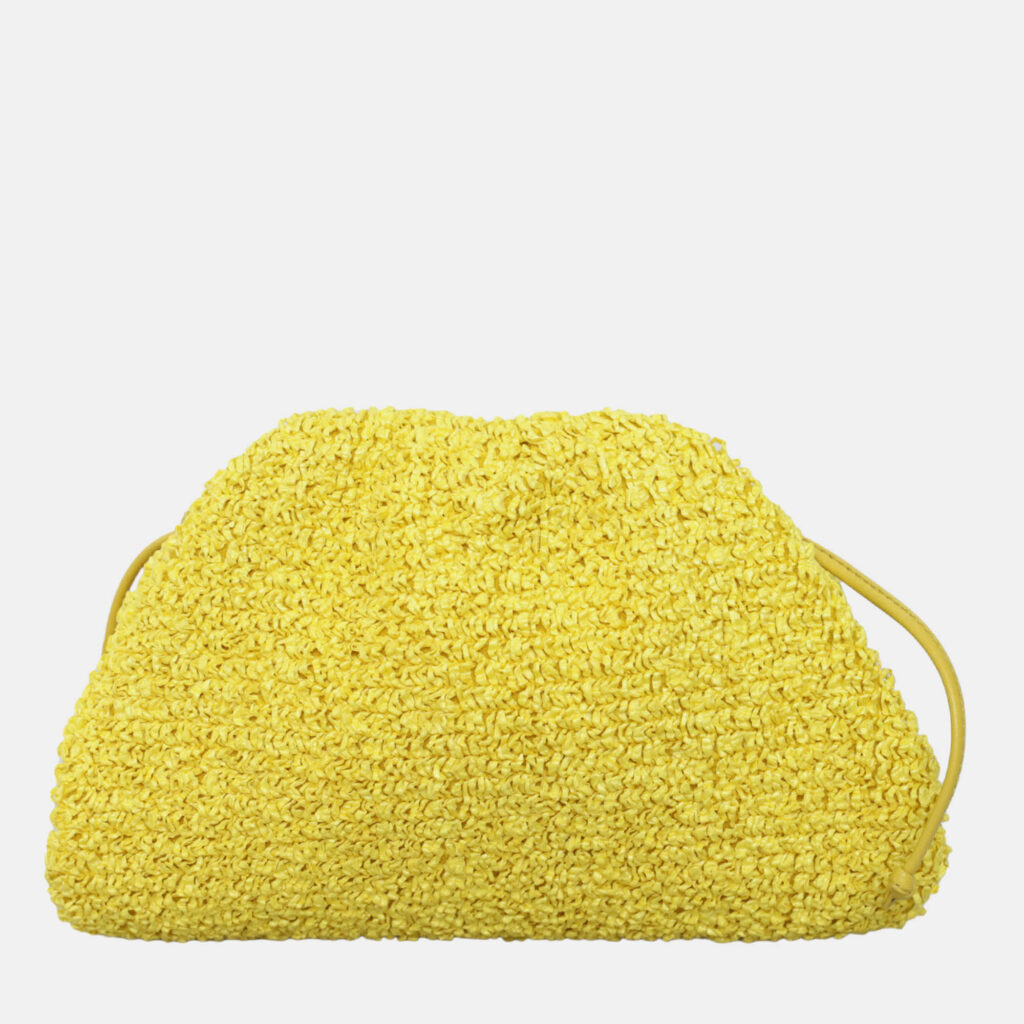 Bottega Veneta Curly Raffia Mini Pouch Bag in Yellow Bottega Veneta Curly Raffia Mini Pouch Bag in Yellow