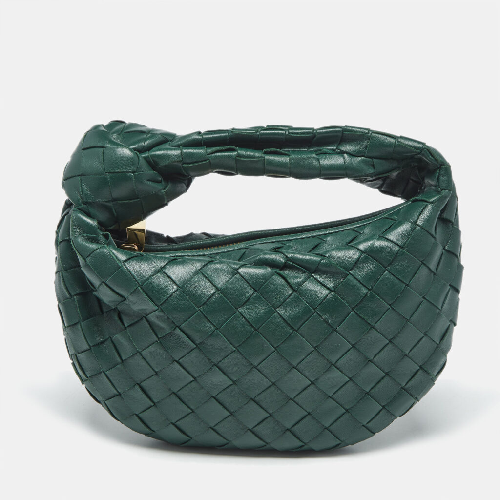Bottega Veneta Green Intrecciato Leather Mini Jodie Hobo