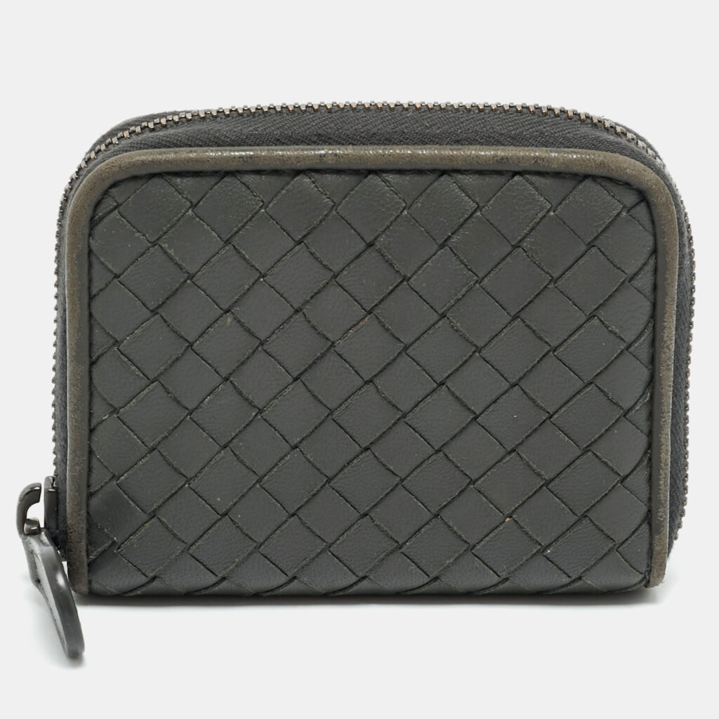 Bottega Veneta Grey Intrecciato Leather Zipped Coin Purse Bottega Veneta Grey Intrecciato Leather Zipped Coin Purse