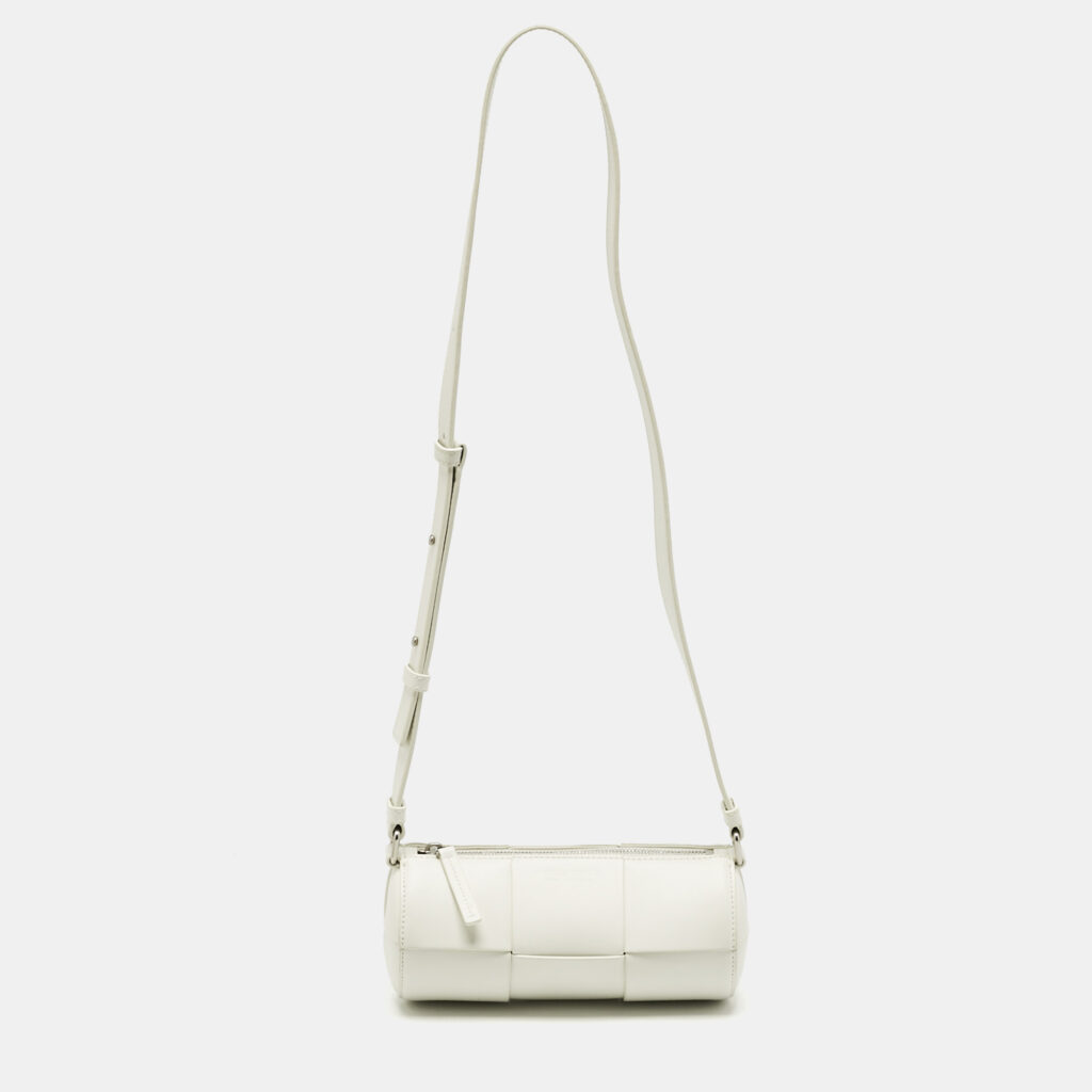 Bottega Veneta White Maxi Intreccio Leather Small Canette Crossbody Bag Bottega Veneta White Maxi Intreccio Leather Small Canette Crossbody Bag
