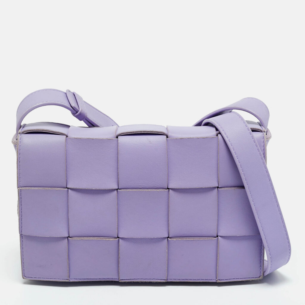 Bottega Veneta Lilac Intrecciato Leather Cassette Shoulder Bag