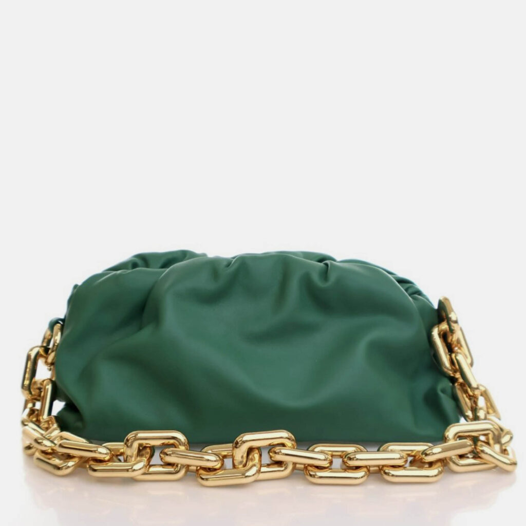 Bottega Veneta Green Calfskin The Chain Pouch Bottega Veneta Green Calfskin The Chain Pouch