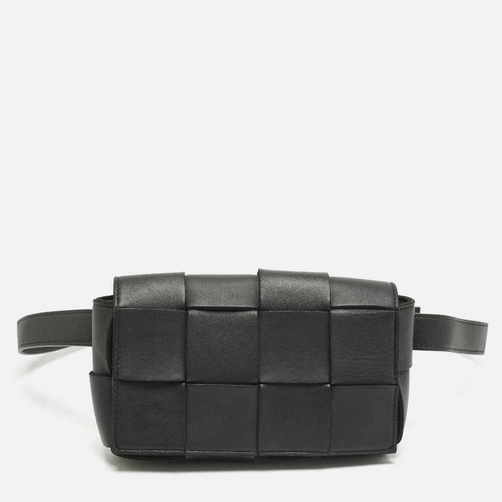 Bottega Veneta Black Intrecciato Leather Cassette Belt Bag Bottega Veneta Black Intrecciato Leather Cassette Belt Bag