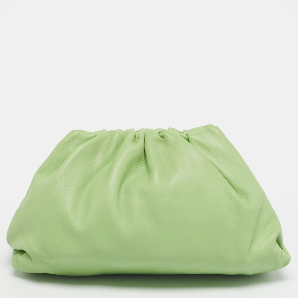 Bottega Veneta Light Green Leather The Pouch Clutch Bottega Veneta Light Green Leather The Pouch Clutch