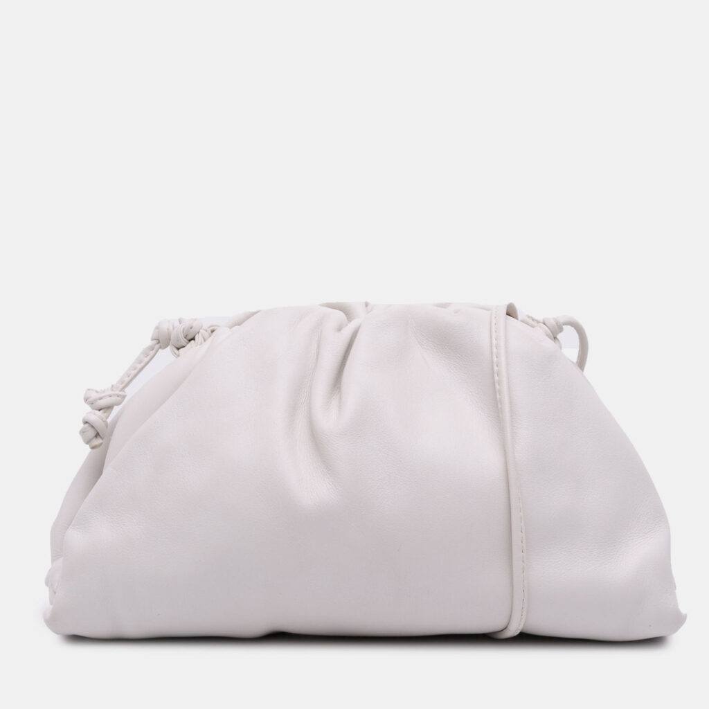 Bottega Veneta White Lambskin The Mini Pouch Crossbody Bottega Veneta White Lambskin The Mini Pouch Crossbody