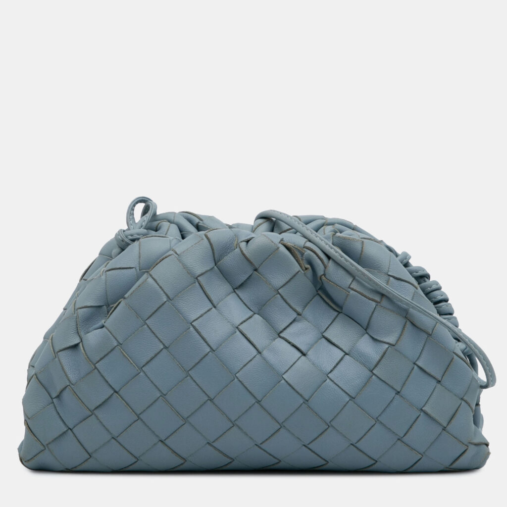 Bottega Veneta Blue Nappa Intrecciato The Mini Pouch Crossbody Bottega Veneta Blue Nappa Intrecciato The Mini Pouch Crossbody