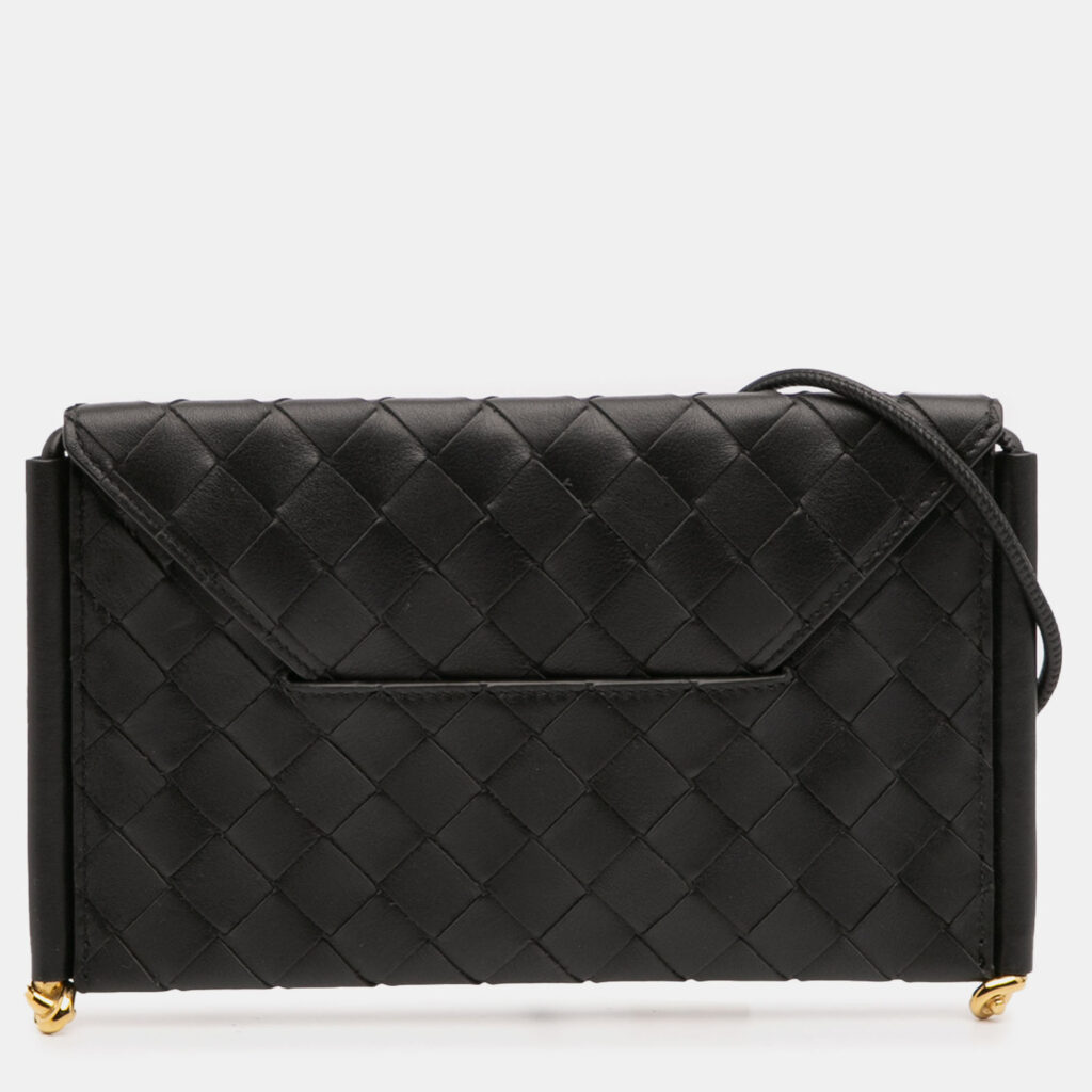Bottega Veneta Black Calfskin Intrecciato Solstice Phone Pouch Bottega Veneta Black Calfskin Intrecciato Solstice Phone Pouch