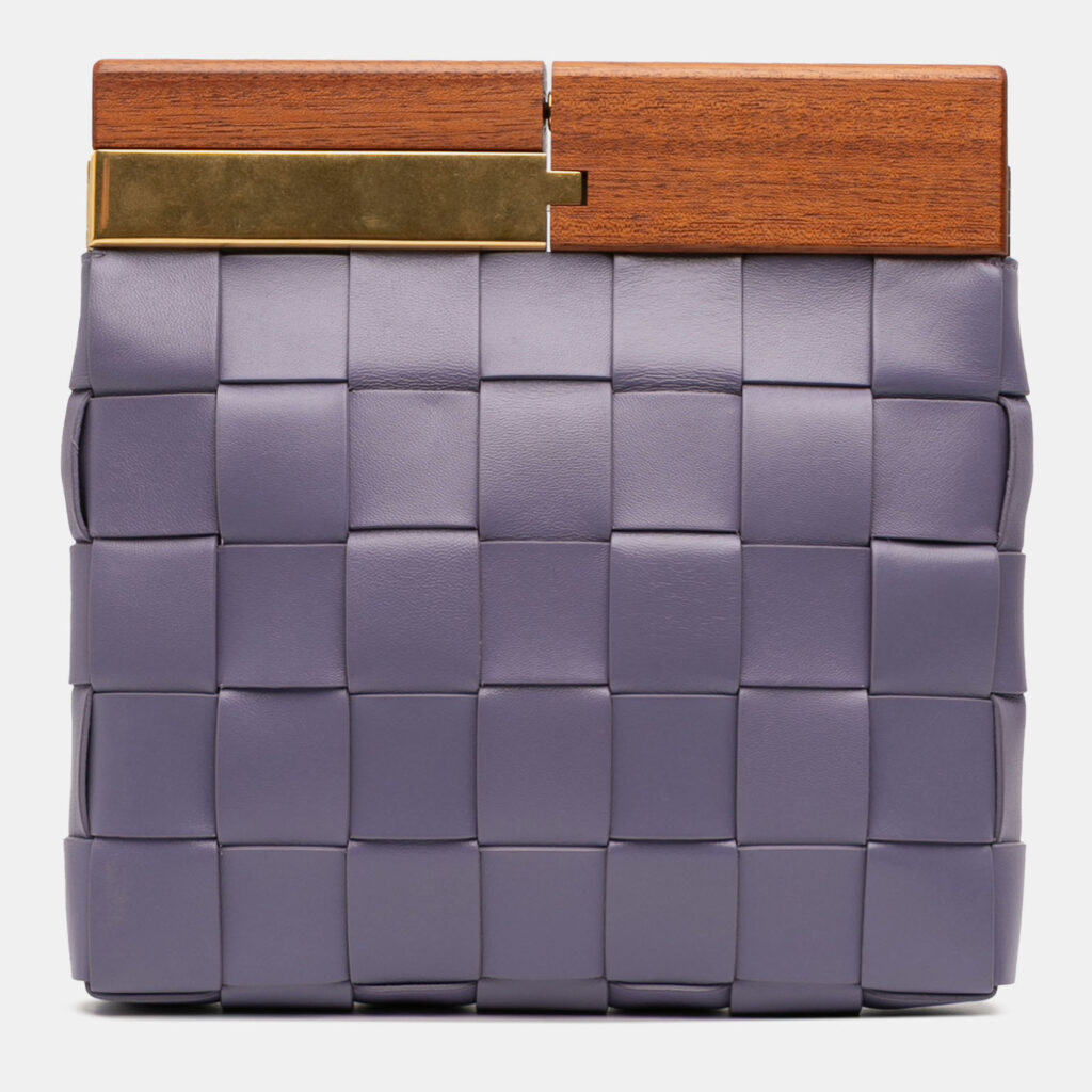 Bottega Veneta Purple Lambskin Maxi Intrecciato The Snap Clutch Bottega Veneta Purple Lambskin Maxi Intrecciato The Snap Clutch