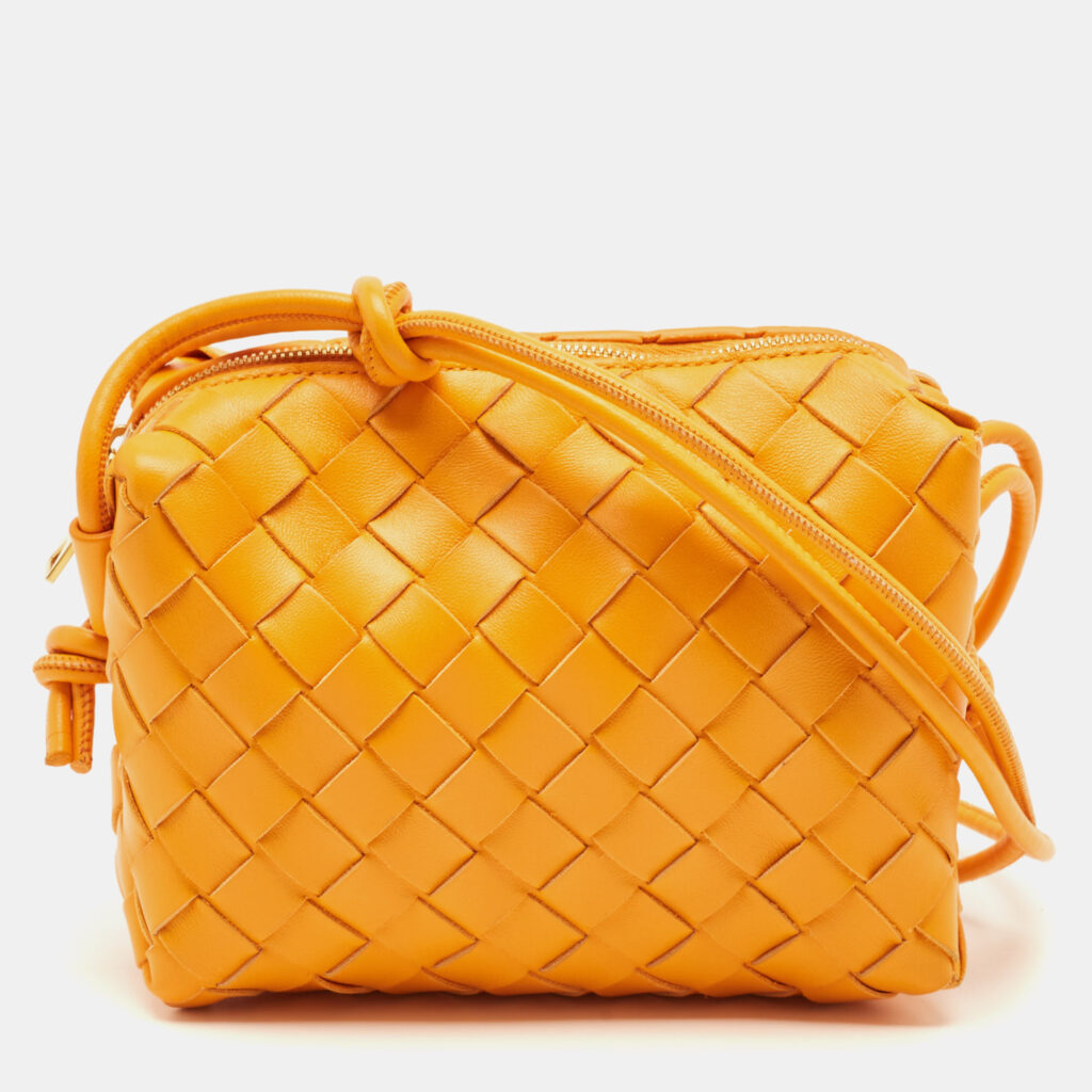 Bottega Veneta Orange Intrecciato Leather Mini Loop Camera Bag Bottega Veneta Orange Intrecciato Leather Mini Loop Camera Bag