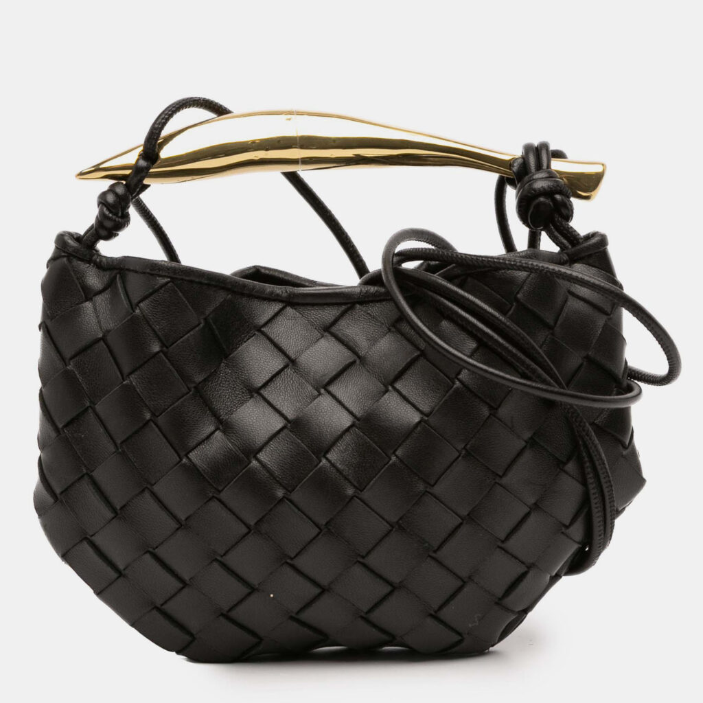 Bottega Veneta Black Baby Lambskin Intrecciato Sardine Bottega Veneta Black Baby Lambskin Intrecciato Sardine