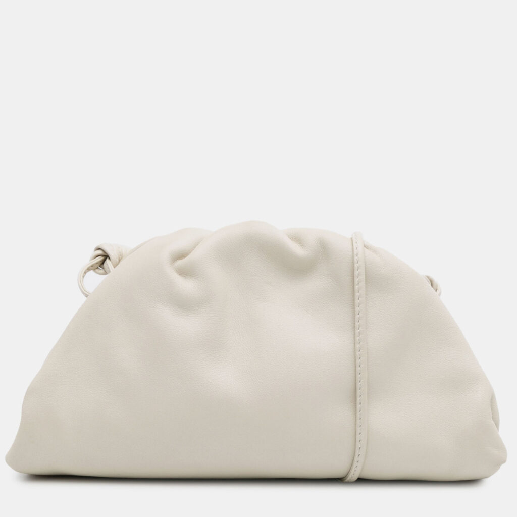 Bottega Veneta White Lambskin The Mini Pouch Crossbody Bottega Veneta White Lambskin The Mini Pouch Crossbody