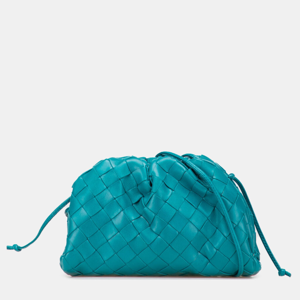 Bottega Veneta Blue Nappa Intrecciato The Mini Pouch Bottega Veneta Blue Nappa Intrecciato The Mini Pouch