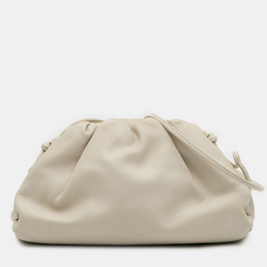 Bottega Veneta White Lambskin The Mini Pouch Crossbody