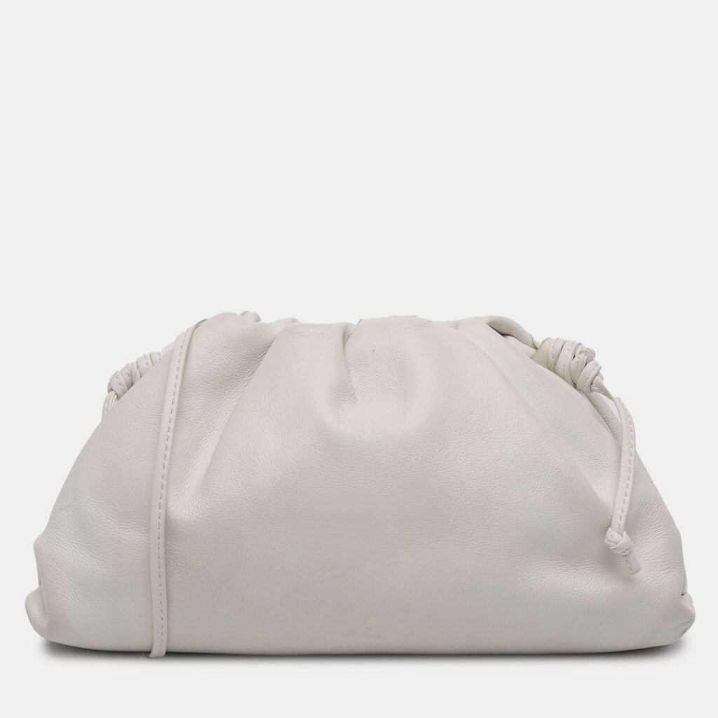 Bottega Veneta White Lambskin The Mini Pouch Crossbody