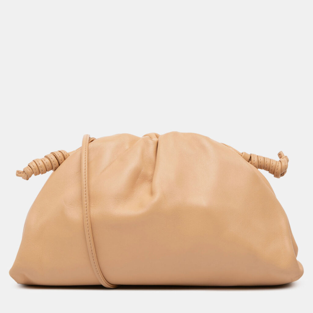 Bottega Veneta Beige Brown Lambskin The Mini Pouch Crossbody Bottega Veneta Beige Brown Lambskin The Mini Pouch Crossbody