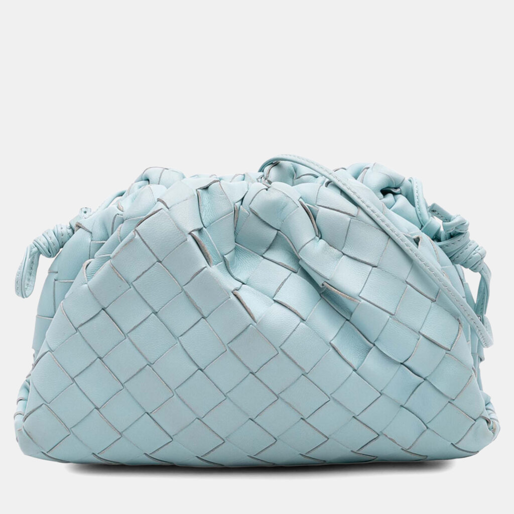 Bottega Veneta Blue Nappa Intrecciato The Mini Pouch Crossbody Bottega Veneta Blue Nappa Intrecciato The Mini Pouch Crossbody