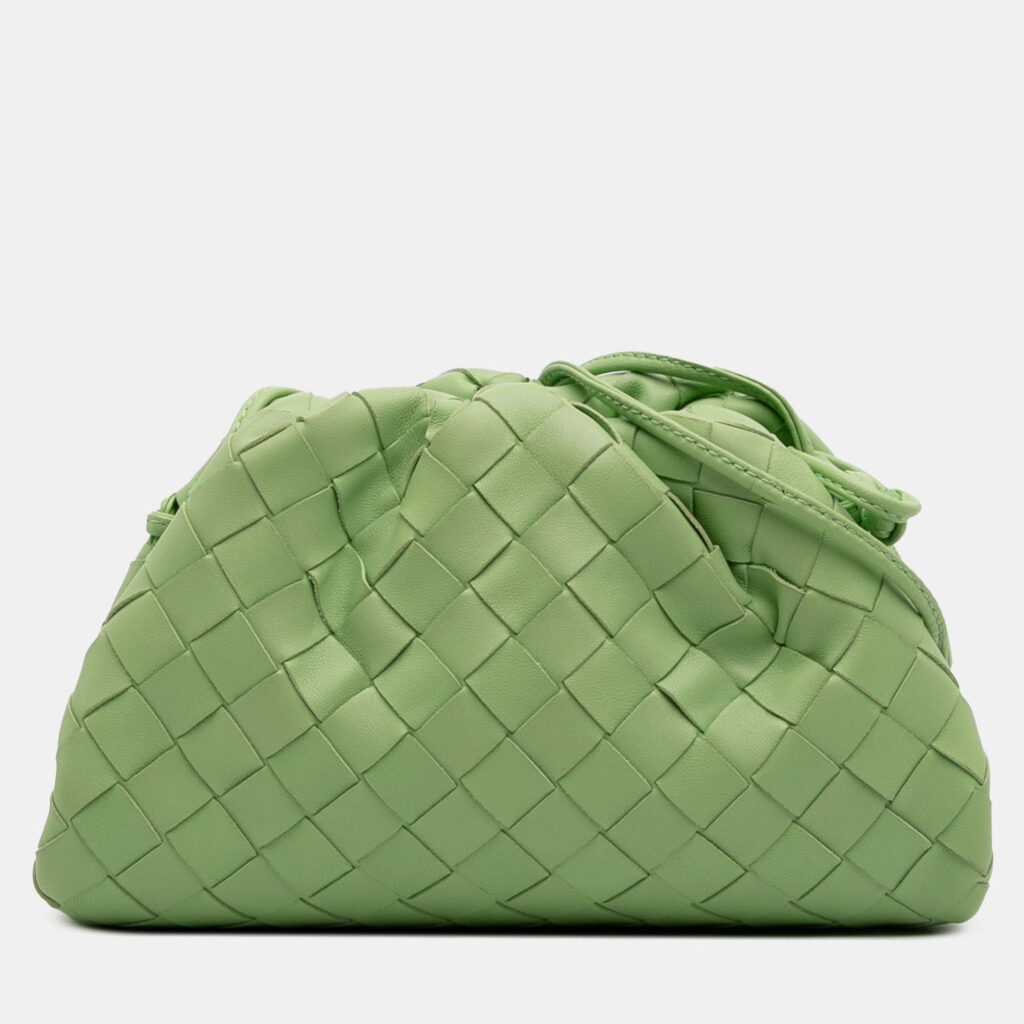 Bottega Veneta Green Nappa Intrecciato The Mini Pouch Crossbody Bottega Veneta Green Nappa Intrecciato The Mini Pouch Crossbody