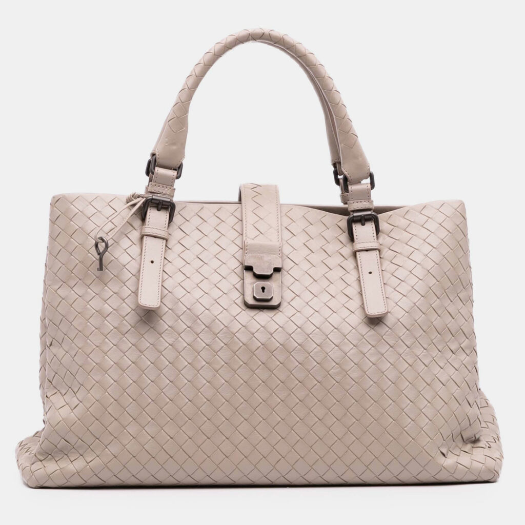 Bottega Veneta Brown Medium Nappa Intrecciato Roma Tote Bottega Veneta Brown Medium Nappa Intrecciato Roma Tote