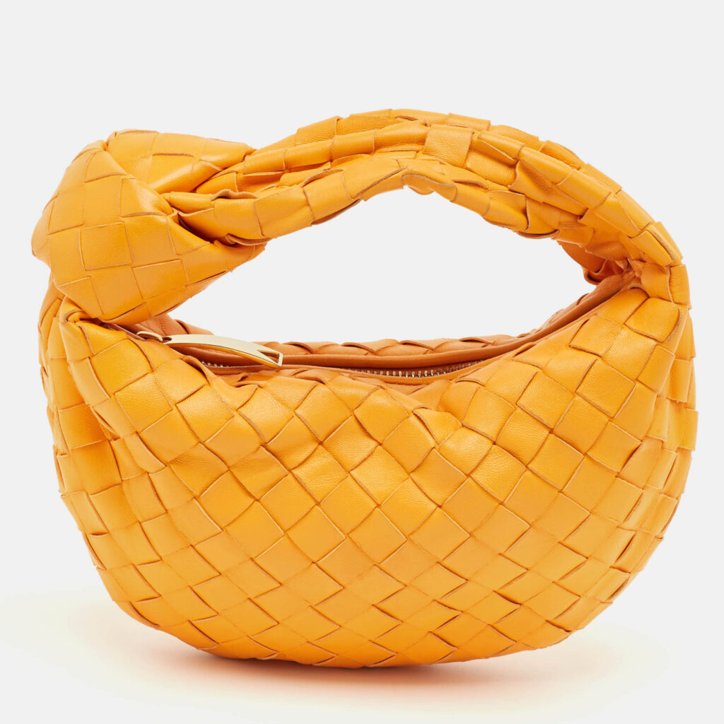 Bottega Veneta Orange Intrecciato Leather Mini BV Jodie Hobo Bottega Veneta Orange Intrecciato Leather Mini BV Jodie Hobo
