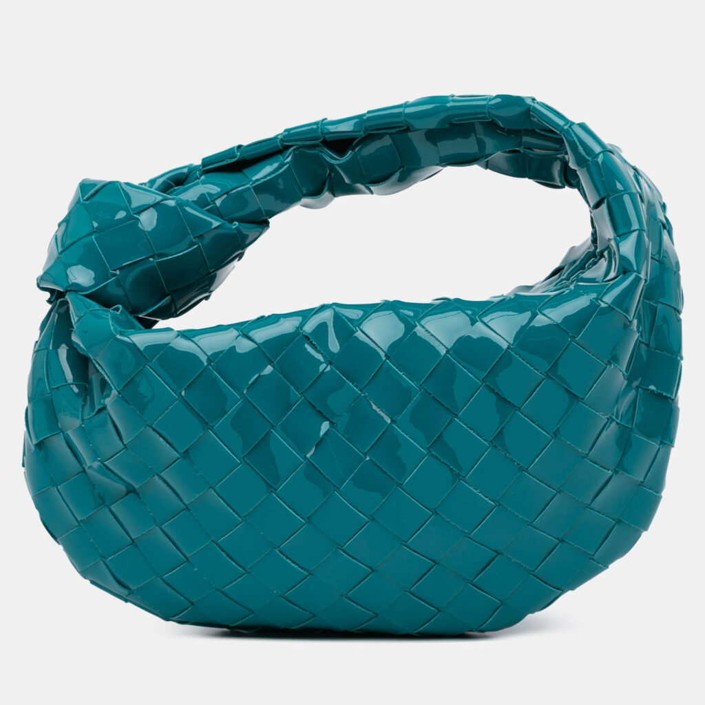 Bottega Veneta Blue Mini Patent Intrecciato Jodie Bottega Veneta Blue Mini Patent Intrecciato Jodie
