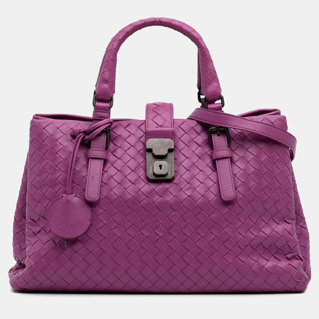 Bottega Veneta Purple Small Nappa Intrecciato Roma Satchel Bottega Veneta Purple Small Nappa Intrecciato Roma Satchel