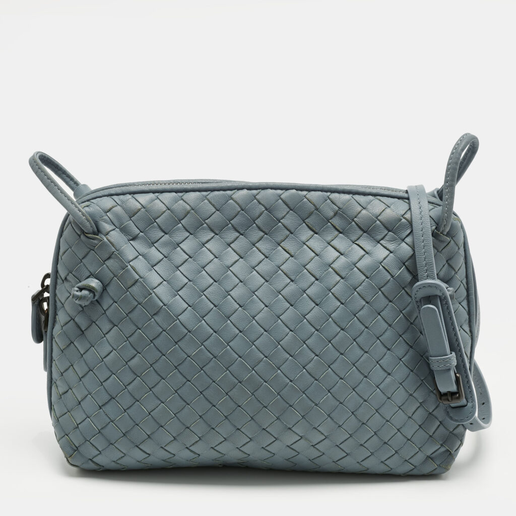 Bottega Veneta Light Blue Intrecciato Leather Nodini Crossbody Bag Bottega Veneta Light Blue Intrecciato Leather Nodini Crossbody Bag