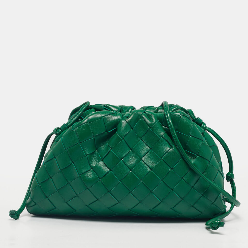 Bottega Veneta Green Intrecciato Leather Mini The Pouch Bag Bottega Veneta Green Intrecciato Leather Mini The Pouch Bag