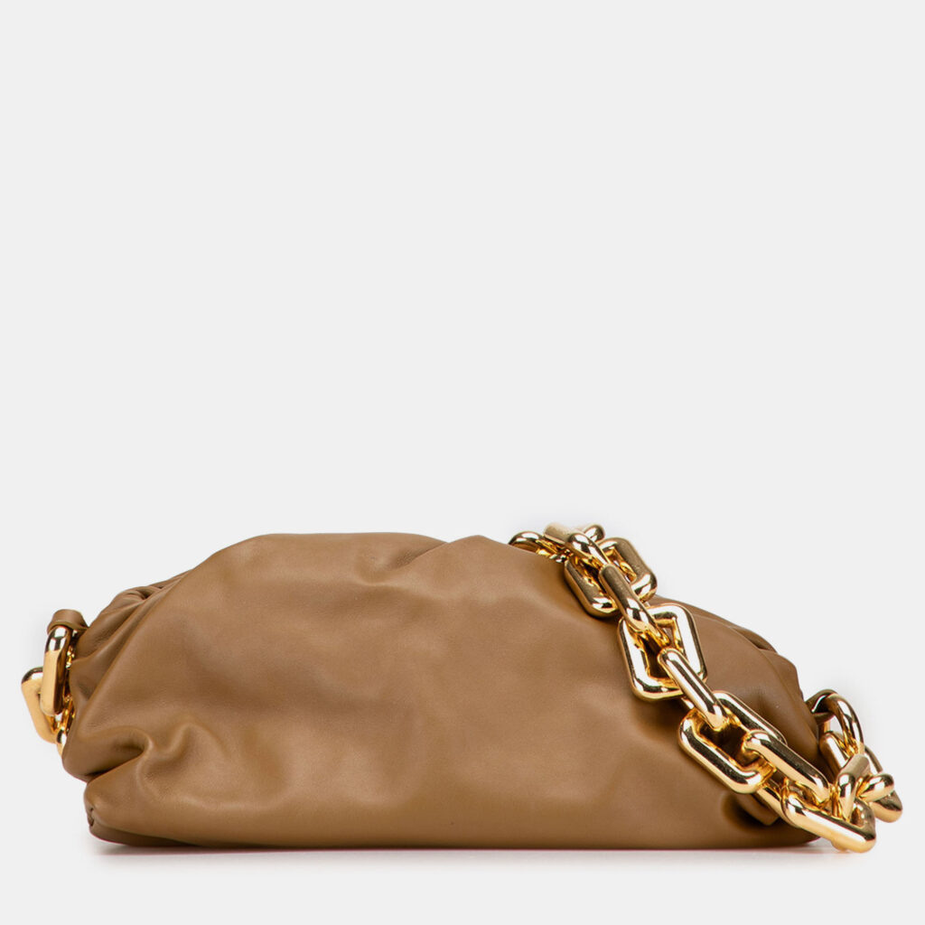 Bottega Veneta Brown Lambskin Chain Pouch Bottega Veneta Brown Lambskin Chain Pouch