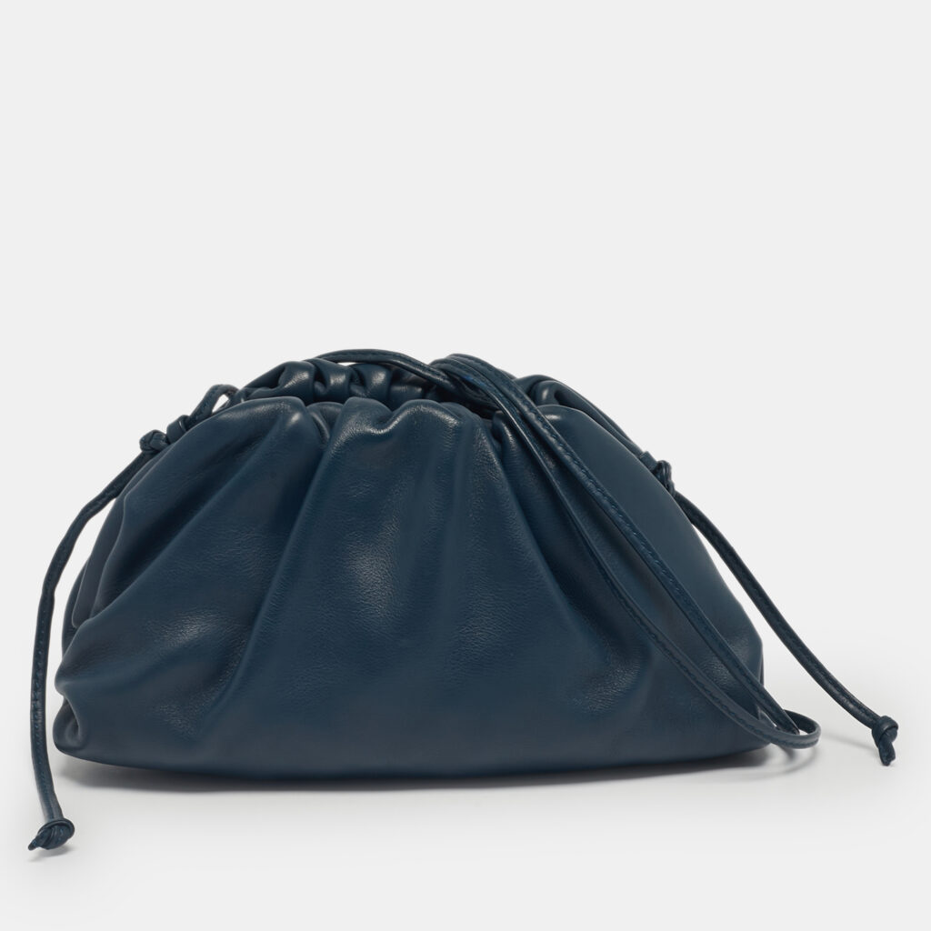 Bottega Veneta Blue Leather Mini The Pouch Bag