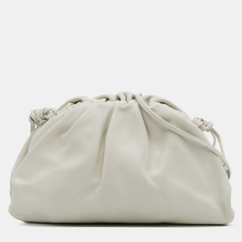 Bottega Veneta White Lambskin The Mini Pouch Crossbody Bottega Veneta White Lambskin The Mini Pouch Crossbody