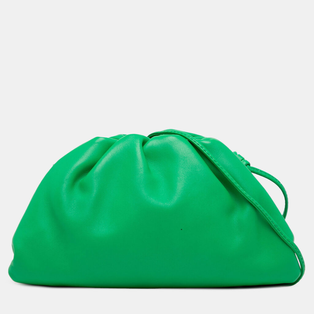 Bottega Veneta Green Lambskin The Mini Pouch Crossbody Bottega Veneta Green Lambskin The Mini Pouch Crossbody