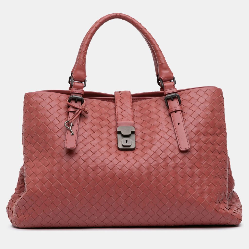 Bottega Veneta Red Medium Nappa Intrecciato Roma Tote Bottega Veneta Red Medium Nappa Intrecciato Roma Tote
