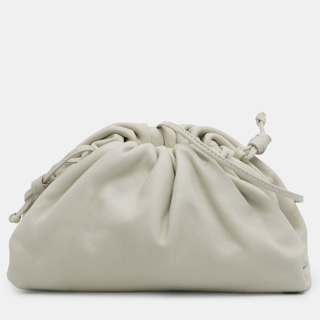 Bottega Veneta White Lambskin The Mini Pouch Crossbody