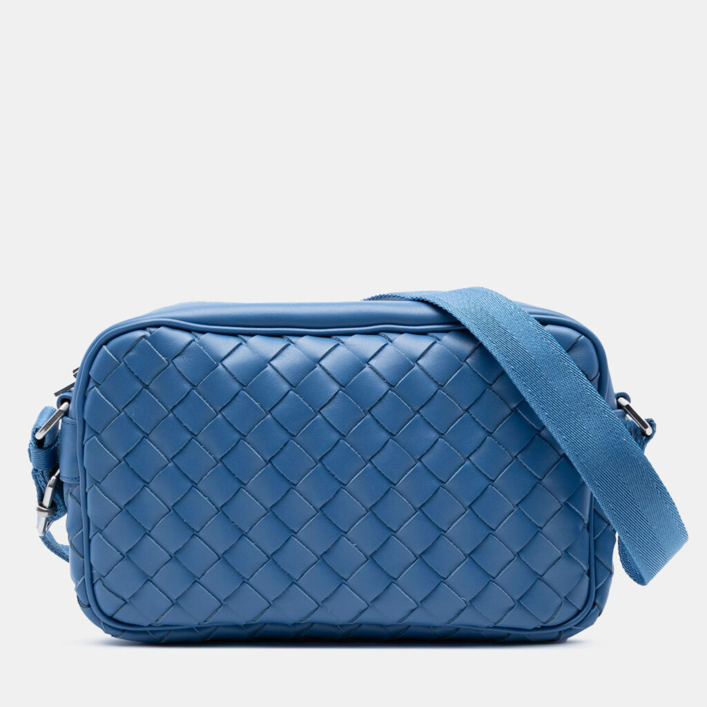Bottega Veneta Blue Small Nappa Intrecciato Camera Bag Bottega Veneta Blue Small Nappa Intrecciato Camera Bag