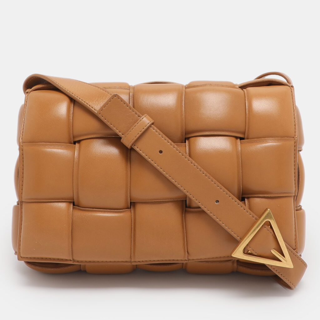 Bottega Veneta Tan Intreccio Leather Padded Cassette Shoulder Bag Bottega Veneta Tan Intreccio Leather Padded Cassette Shoulder Bag