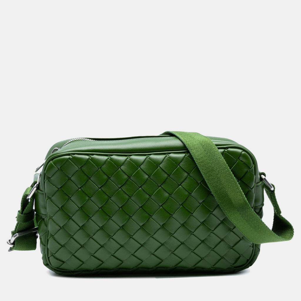 Bottega Veneta Green Nappa Intrecciato Crossbody Bottega Veneta Green Nappa Intrecciato Crossbody