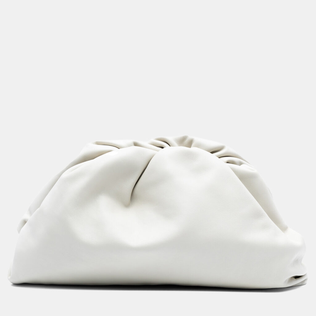 Bottega Veneta White Lambskin The Pouch